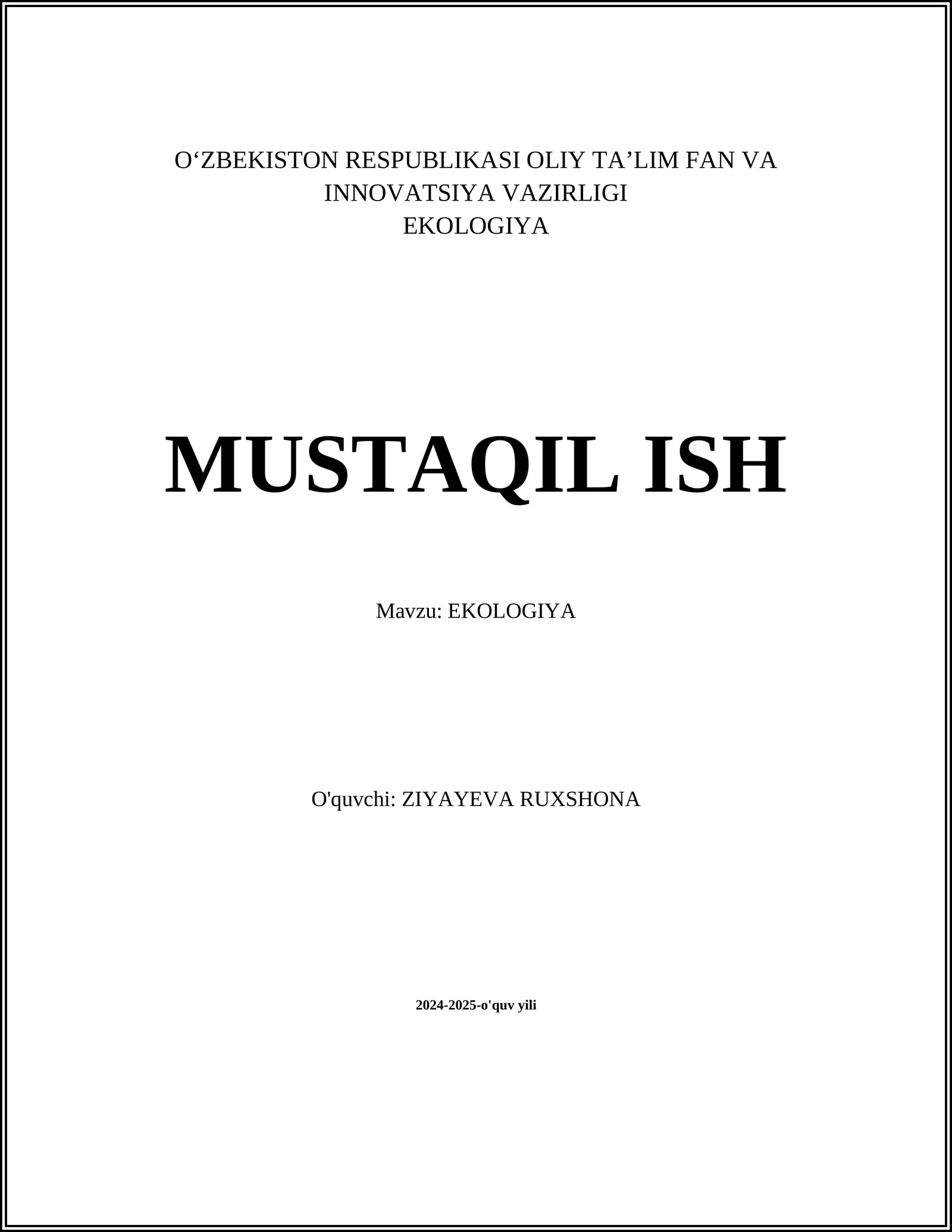 EKOLOGIYA MUSTAQIL ISH