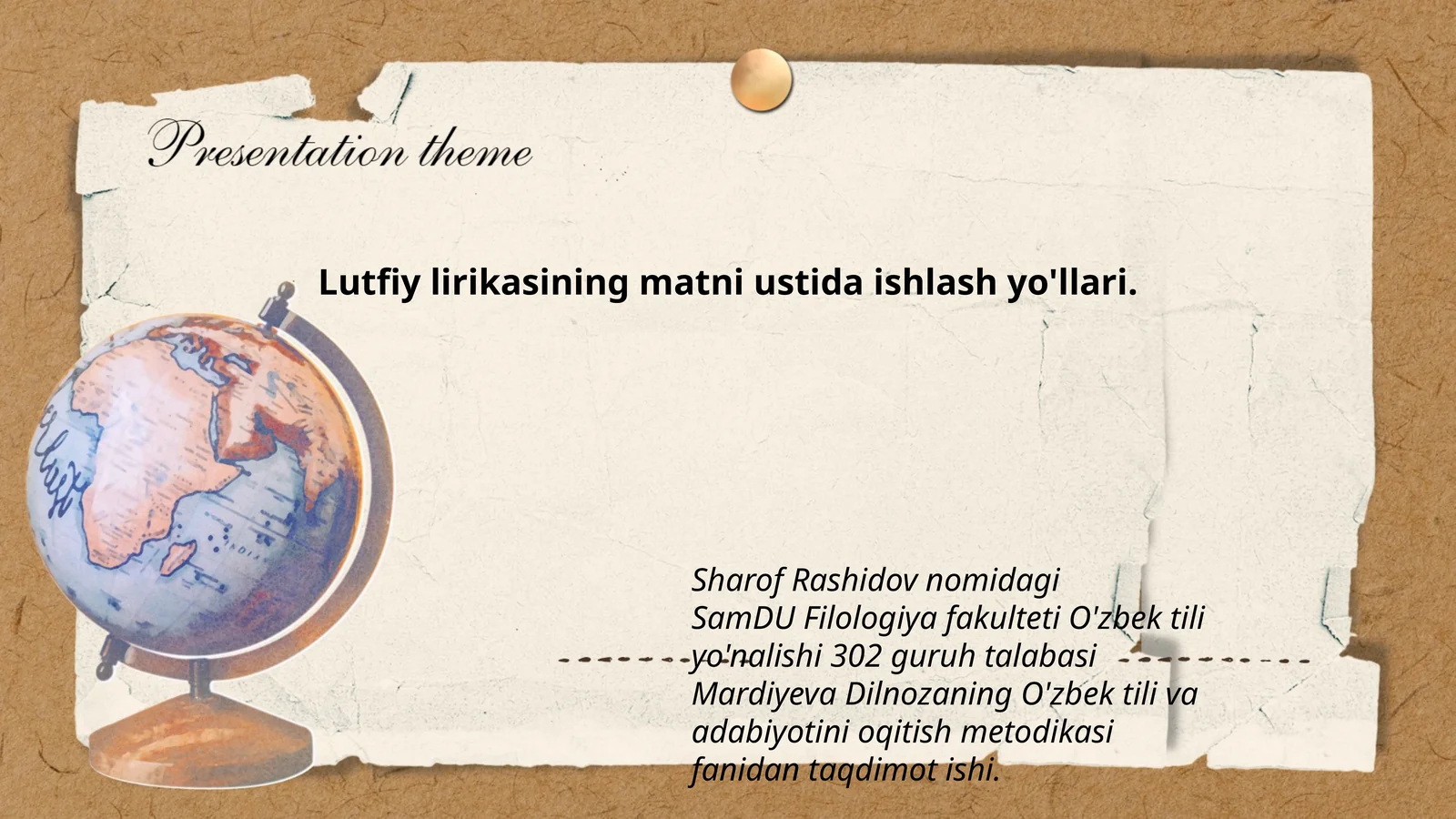 Mardiyeva Dilnoza - O'zbek tili va adabiyotini o'qitish metodikasi