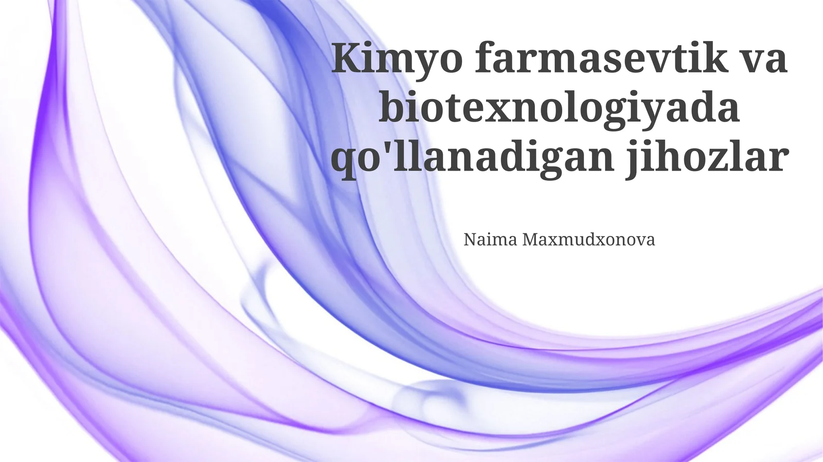 Kimyo farmasevtik va biotexnologiyada qo'llanadigan jihozlar