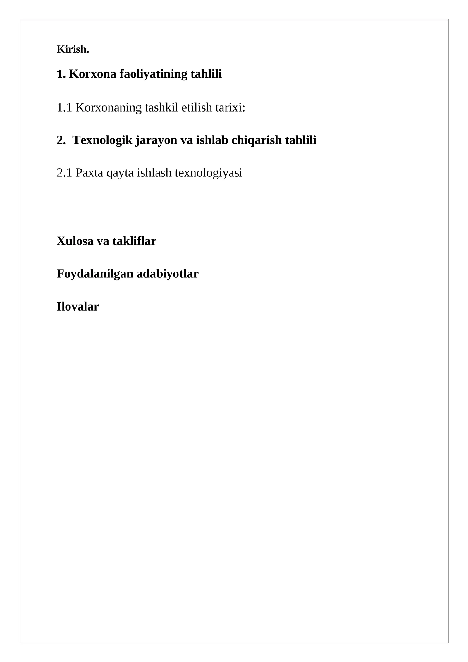 Paxta qayta ishlash texnologiyasi
