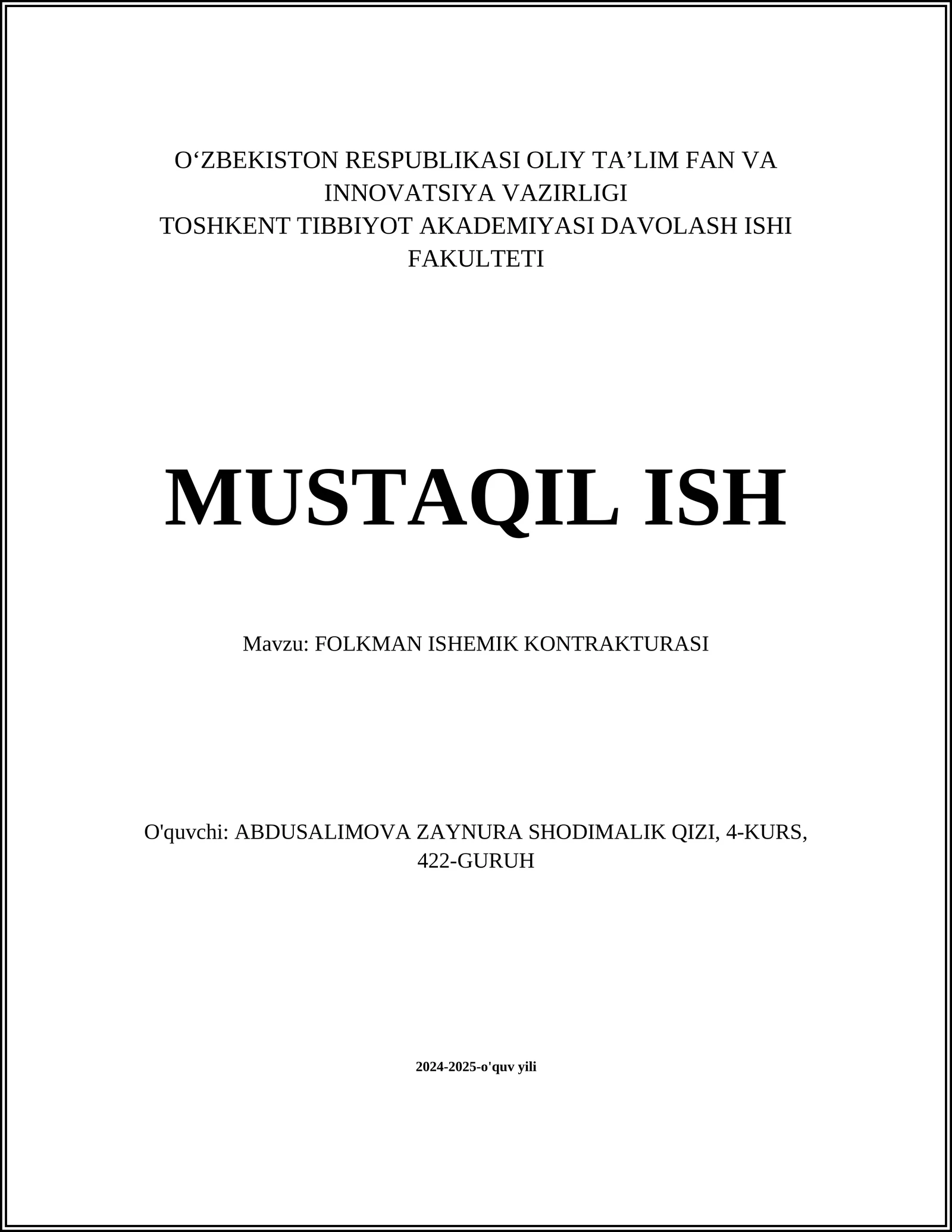 Folkman Ishemik Kontrakturasi