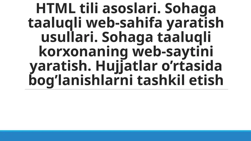 WEB SAYT va FRONTEND ASOSLARI