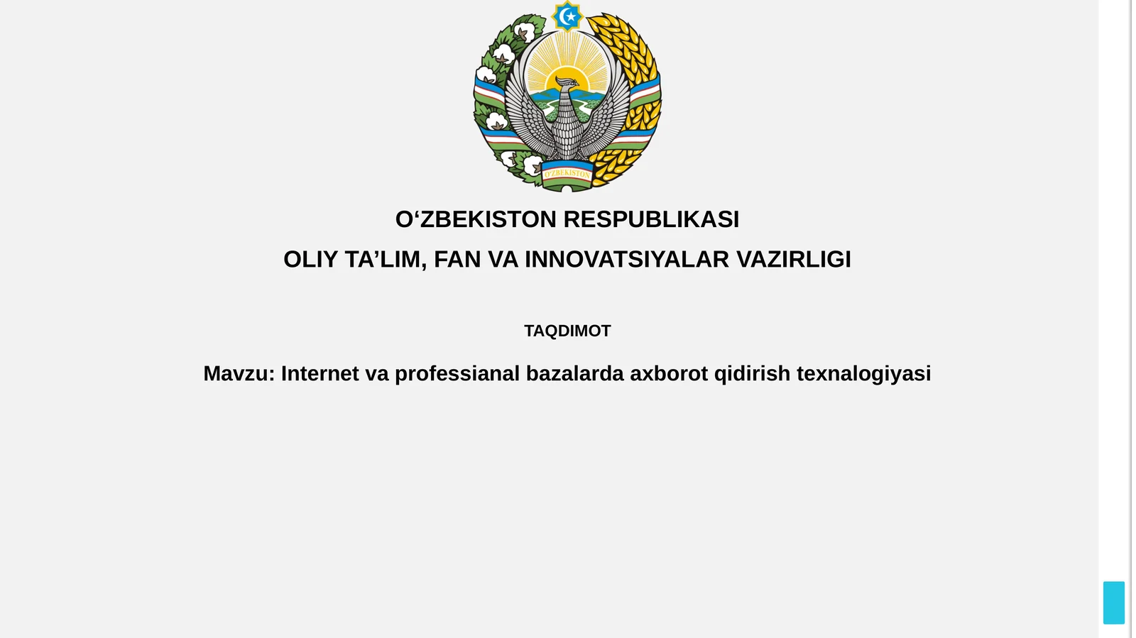 Internet va professional bazalarda axborot qidirish texnologiyasi