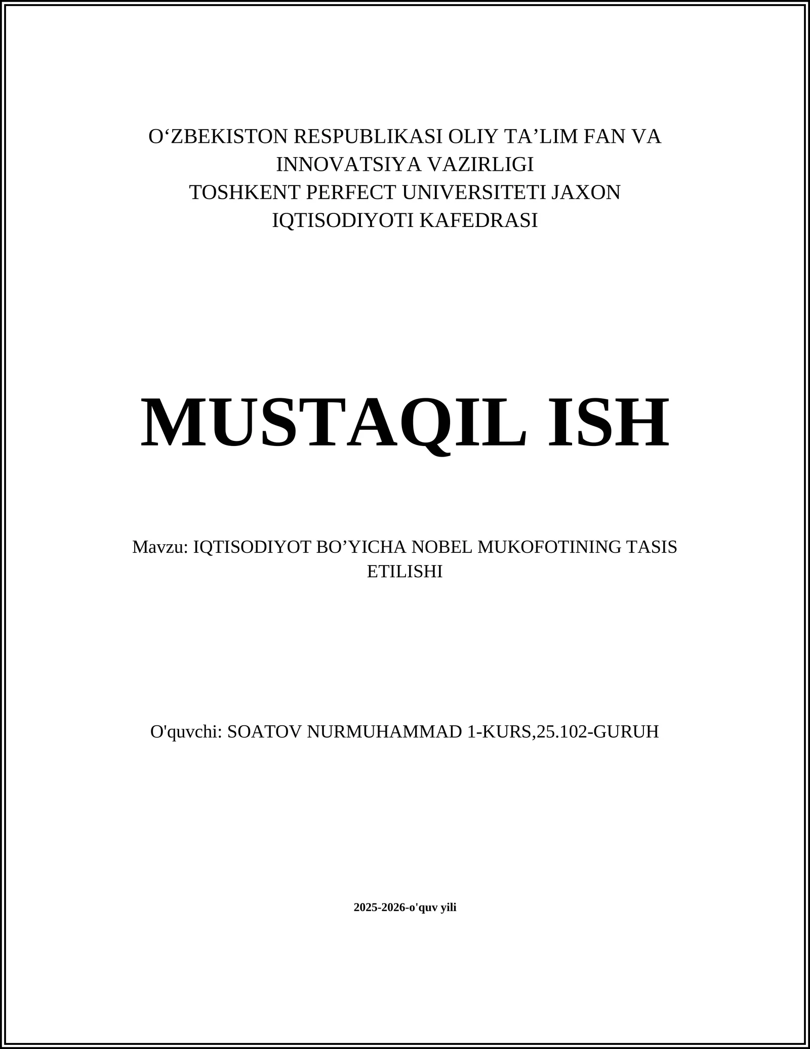 Iqtisodiyot bo’yicha Nobel mukofotining tashkil etilishi
