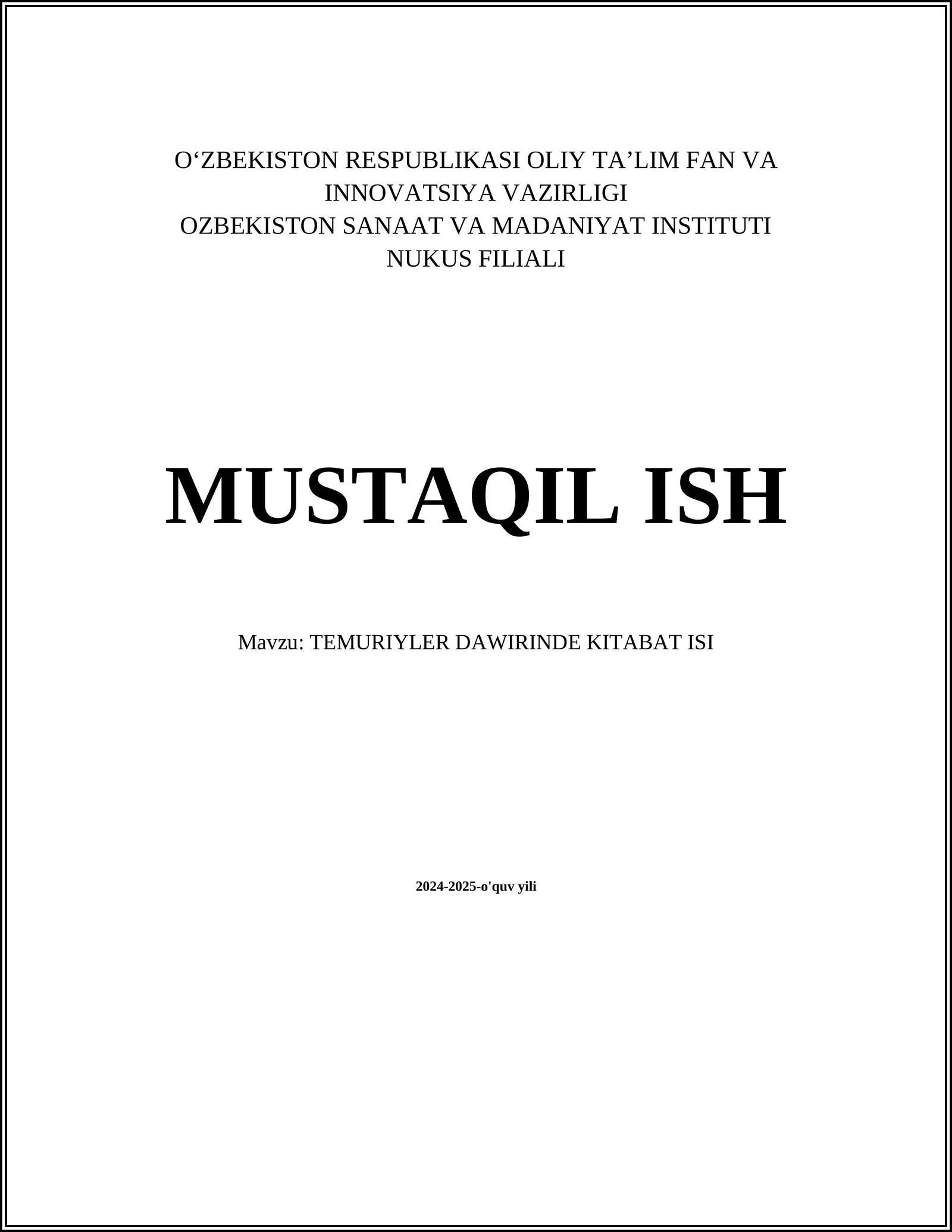 TEMURIYLER DAWIRINDE KITABAT ISI