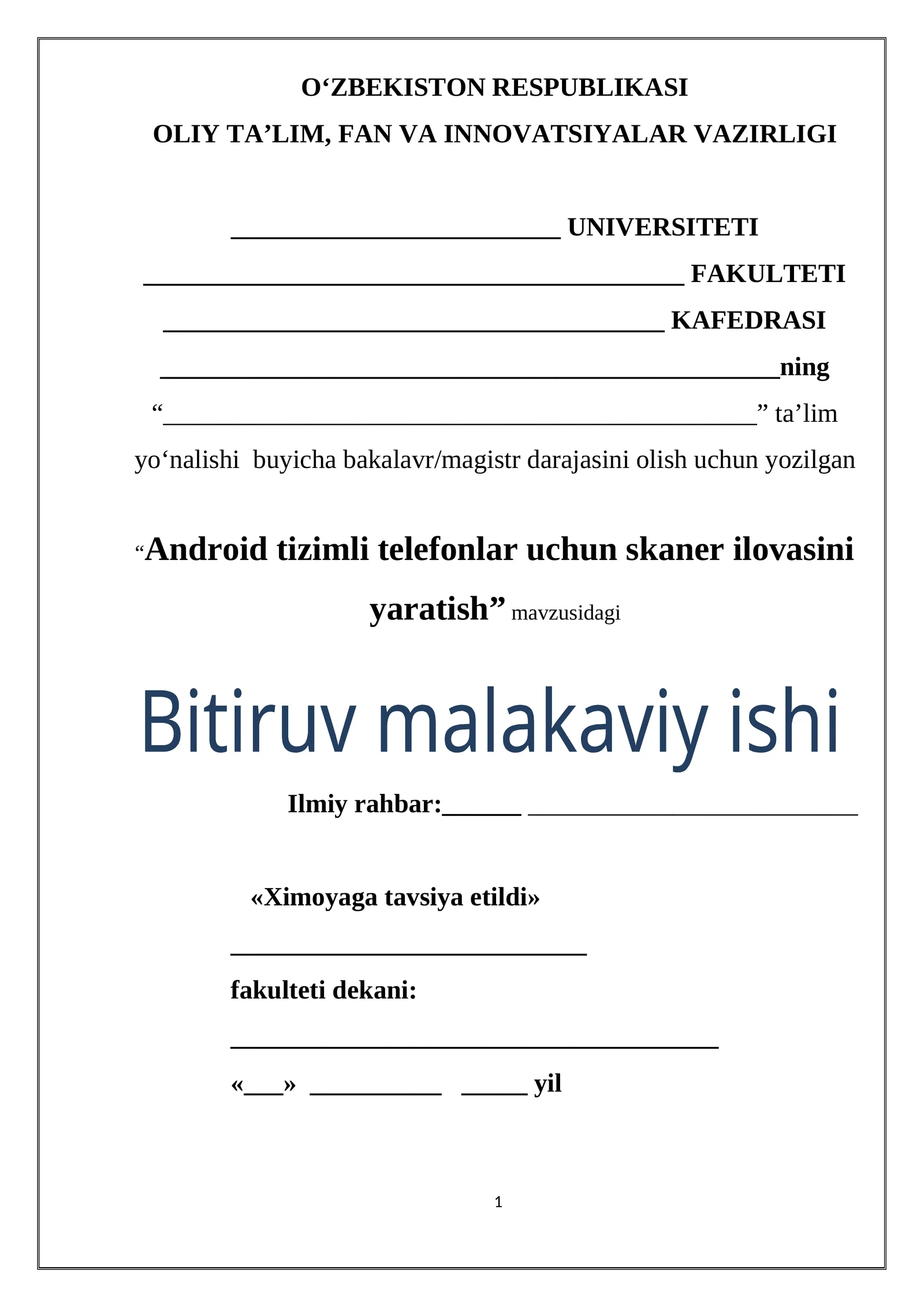 Android tizimli telefonlar uchun skaner ilovasini yaratish