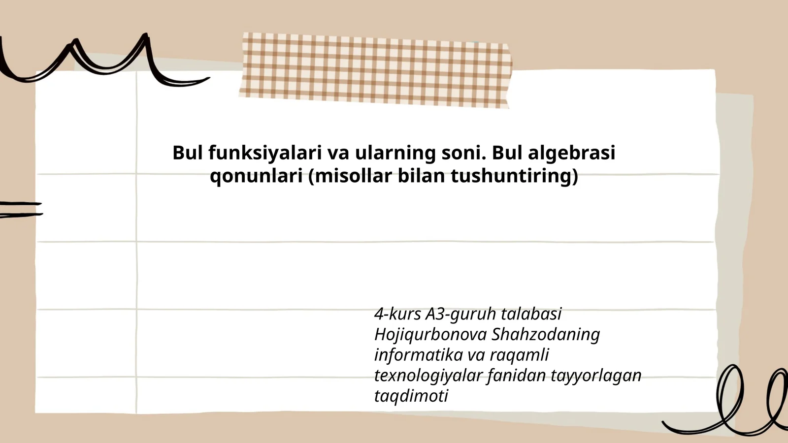 Informatika va raqamli texnologiyalar fanidan taqdimot