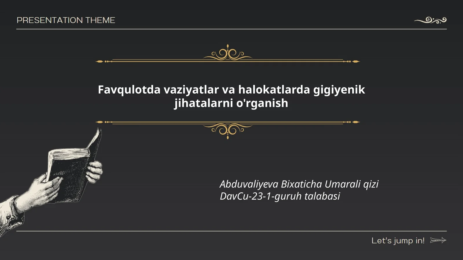 Favqulotda vaziyatlar va halokatlarda gigiyenik jihatalarni o'rganish