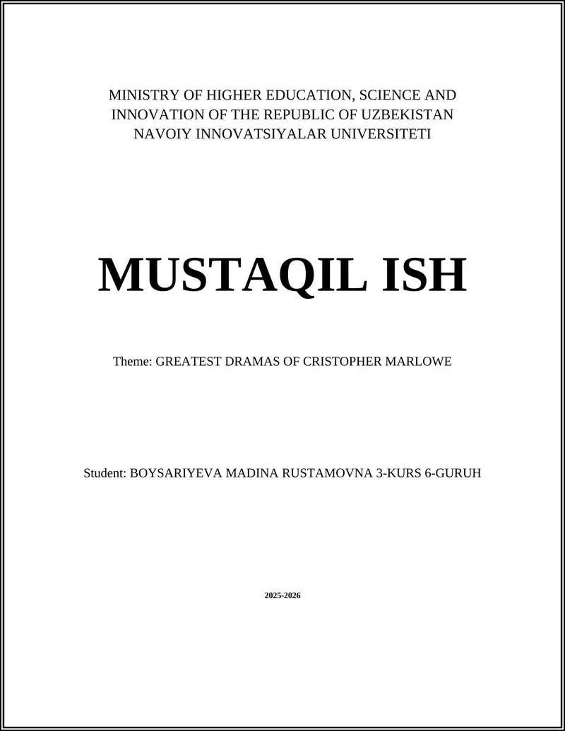 GREATEST DRAMAS OF CRISTOPHER MARLOWE