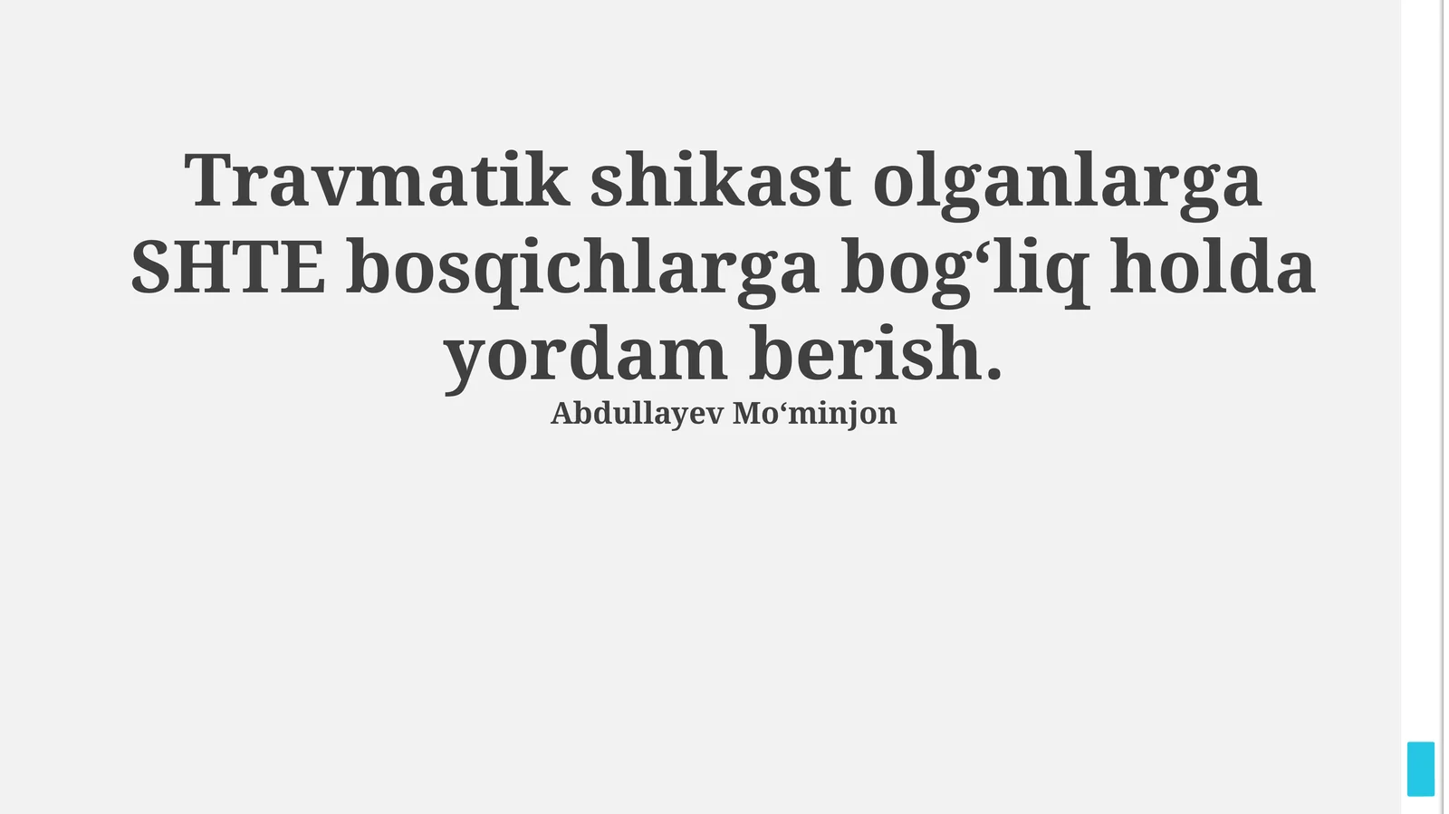 Travmatik shikast olganlarga birinchi yordam va stabillashtirish