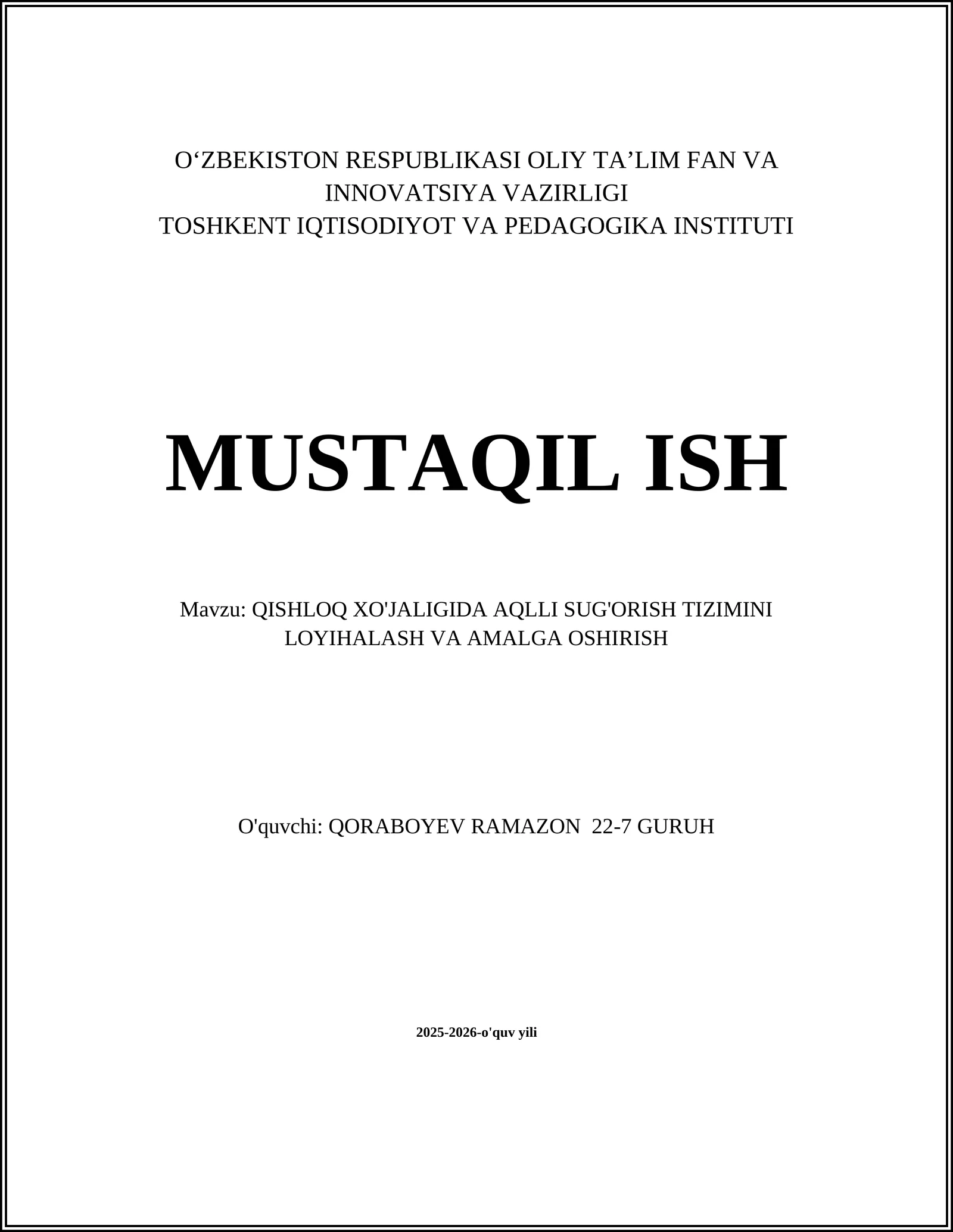 Aqlli sug'orish tizimi