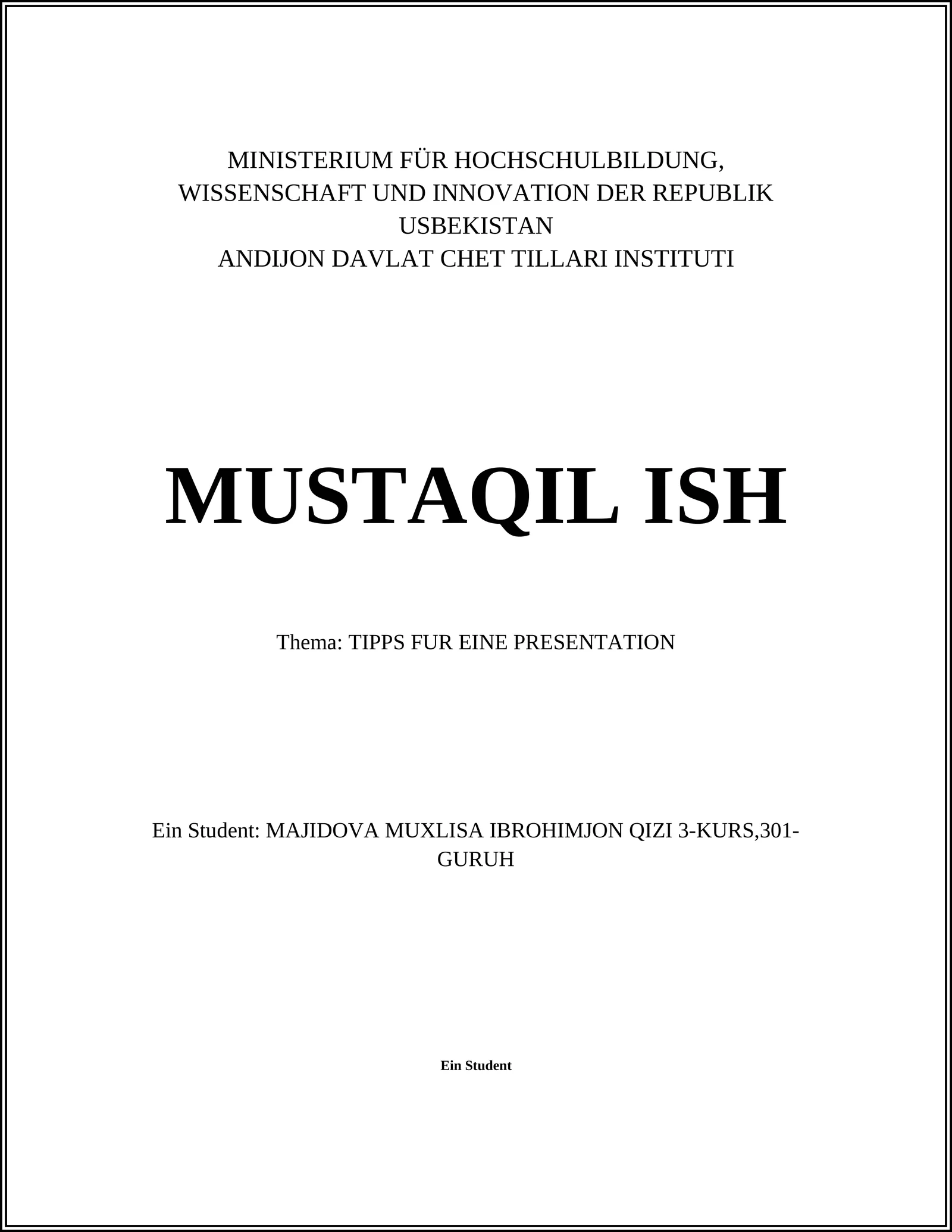 TIPPS FUR EINE PRESENTATION