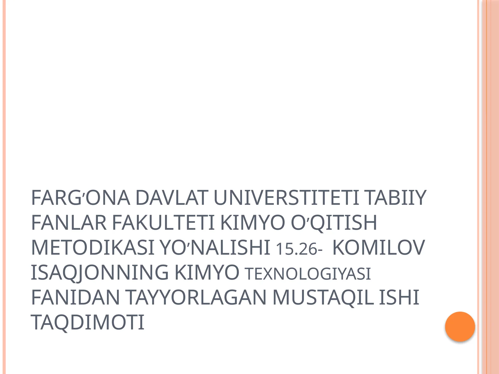 KIMYO O’QITISH METODIKASI