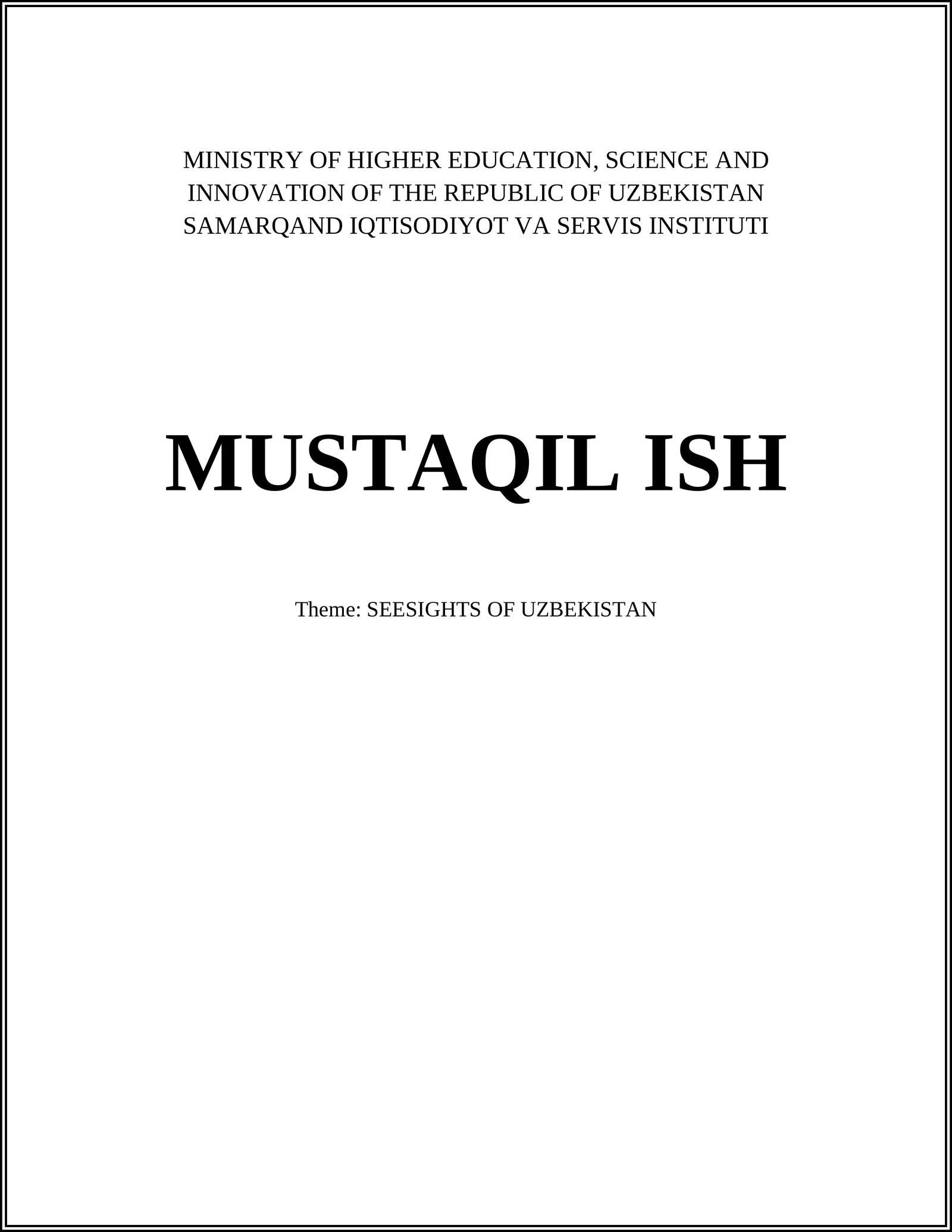 SEESIGHTS OF UZBEKISTAN