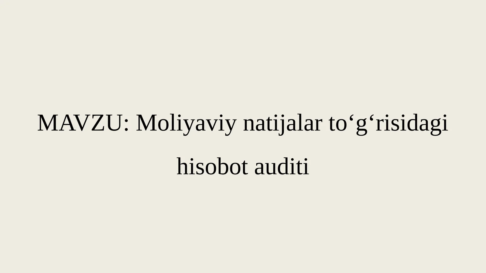 Moliyaviy natijalar to‘g‘risidagi hisobot auditi