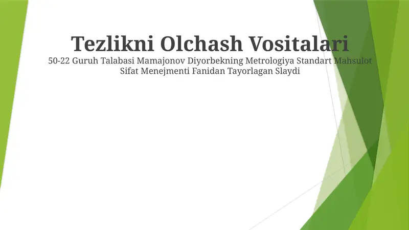 Tezlikni Olchash Vositalari