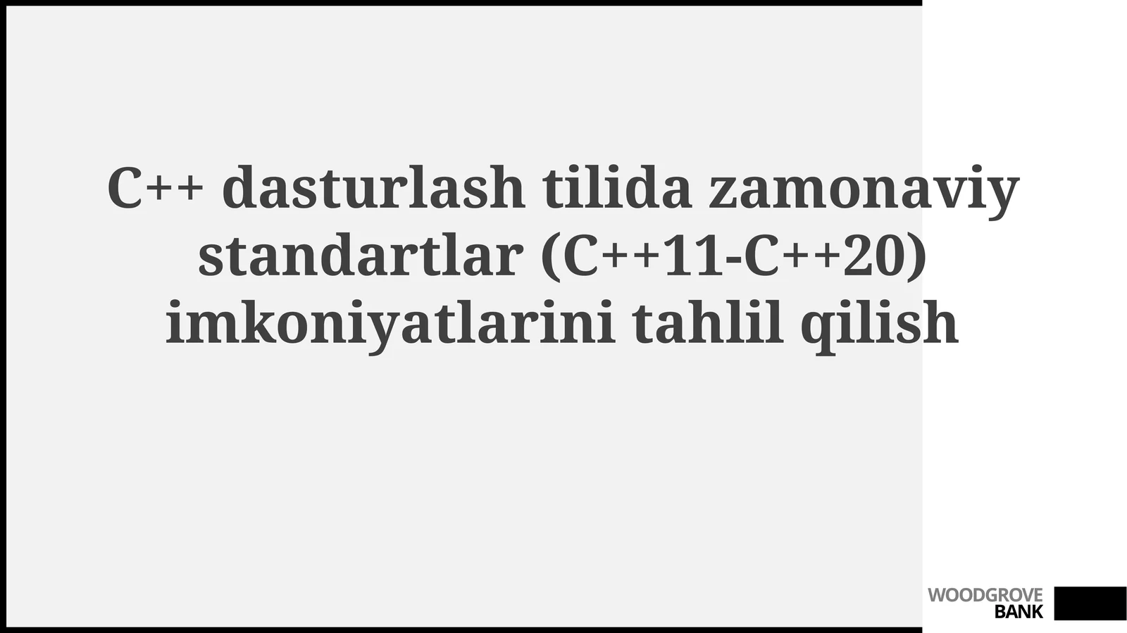 C++ dasturlash tilida zamonaviy standartlar (C++11-C++20 ...