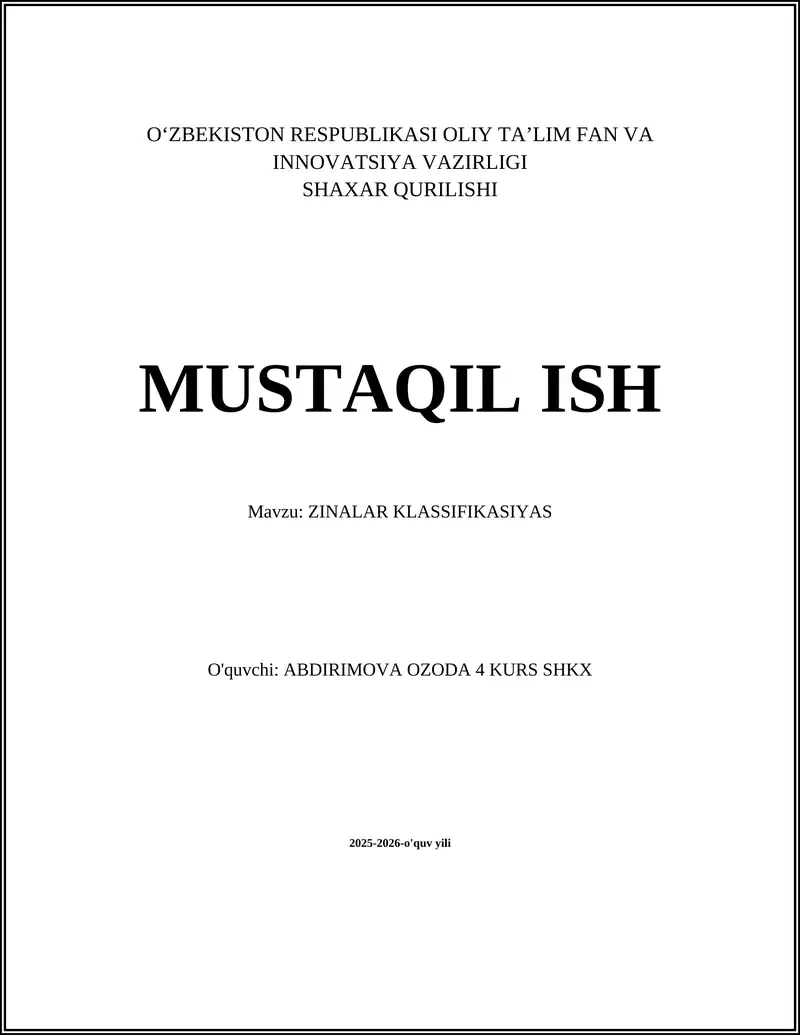 ZINALAR KLASSIFIKASIYAS