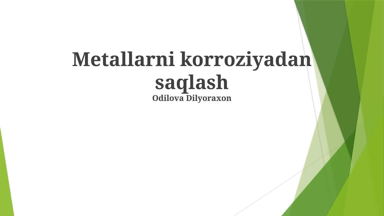 Metallarni korroziyadan saqlash