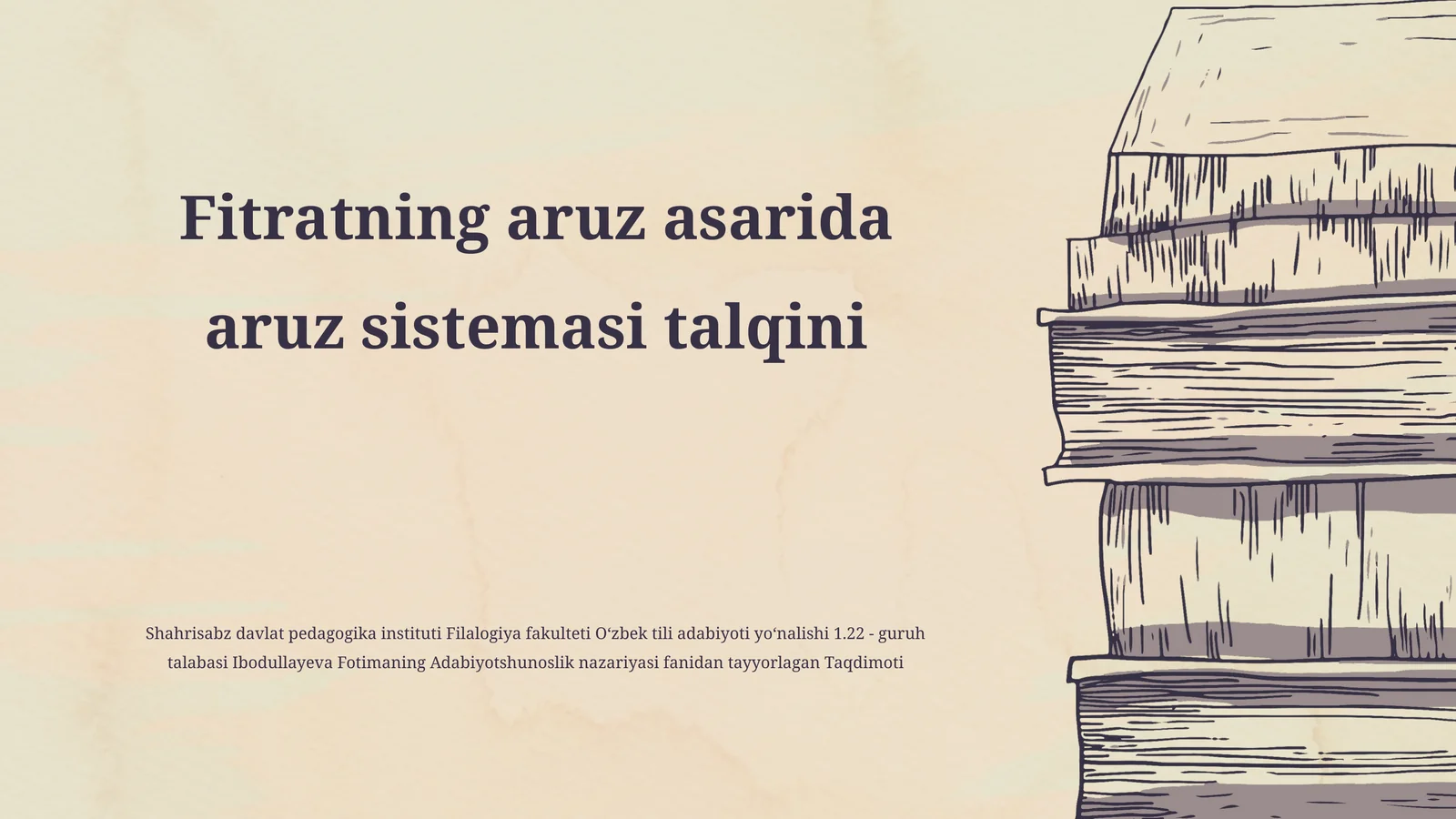 Fitratning aruz asarida aruz sistemasi talqini