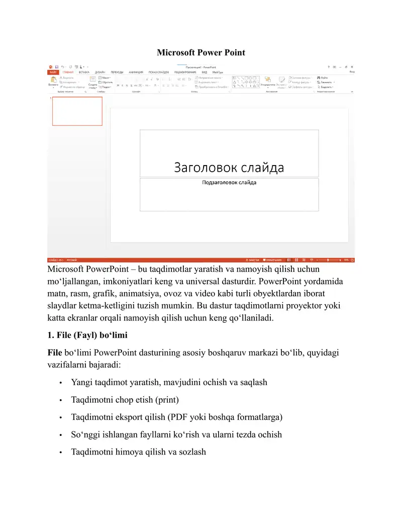 Microsoft Power Point