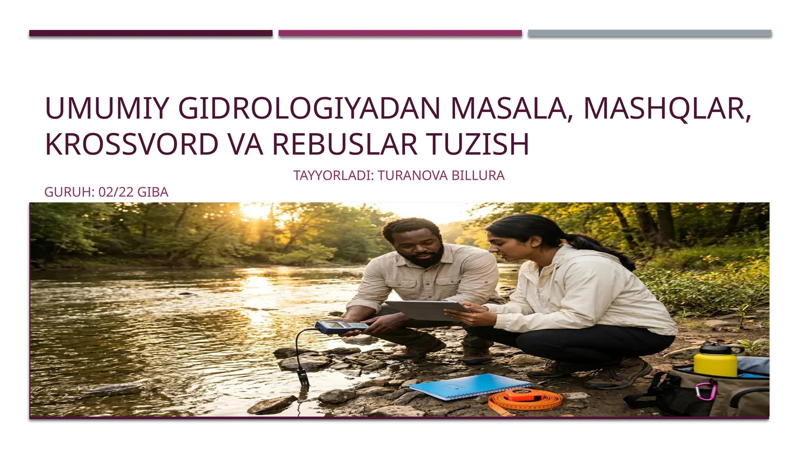 Umumiy Gidrologiyadan Masala, Mashqlar, Krossvord va Rebuslar Tuzish