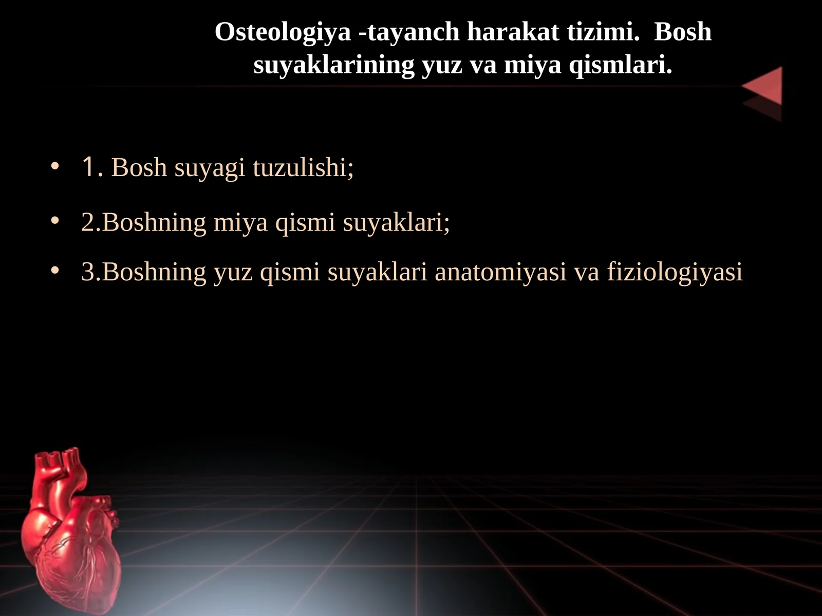 Osteologiya -tayanch harakat tizimi.  Bosh suyaklarining yuz va miya qismlari