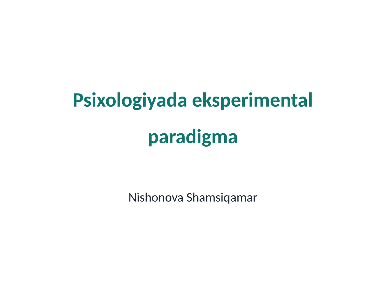 Psixologiyada eksperimental paradigma