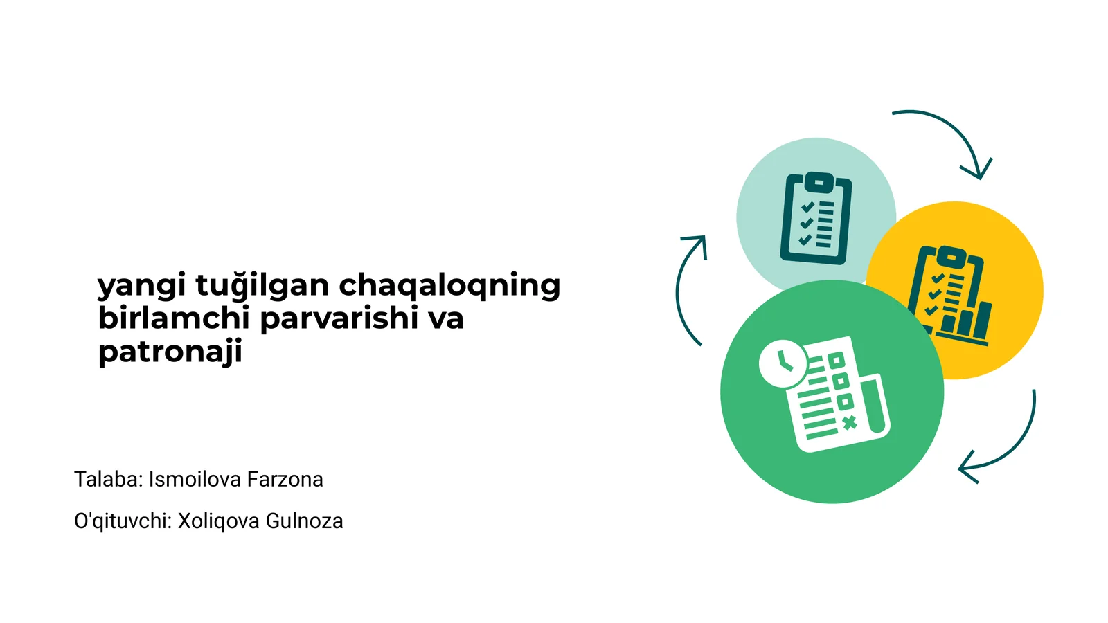 Yangi tug'ilgan chaqaloqning birlamchi parvarishi va patronaji
