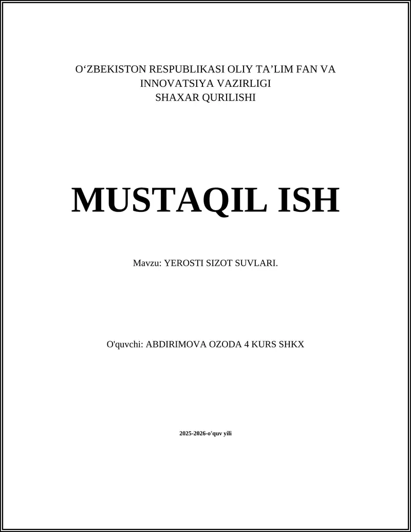 YEROSTI SIZOT SUVLARI