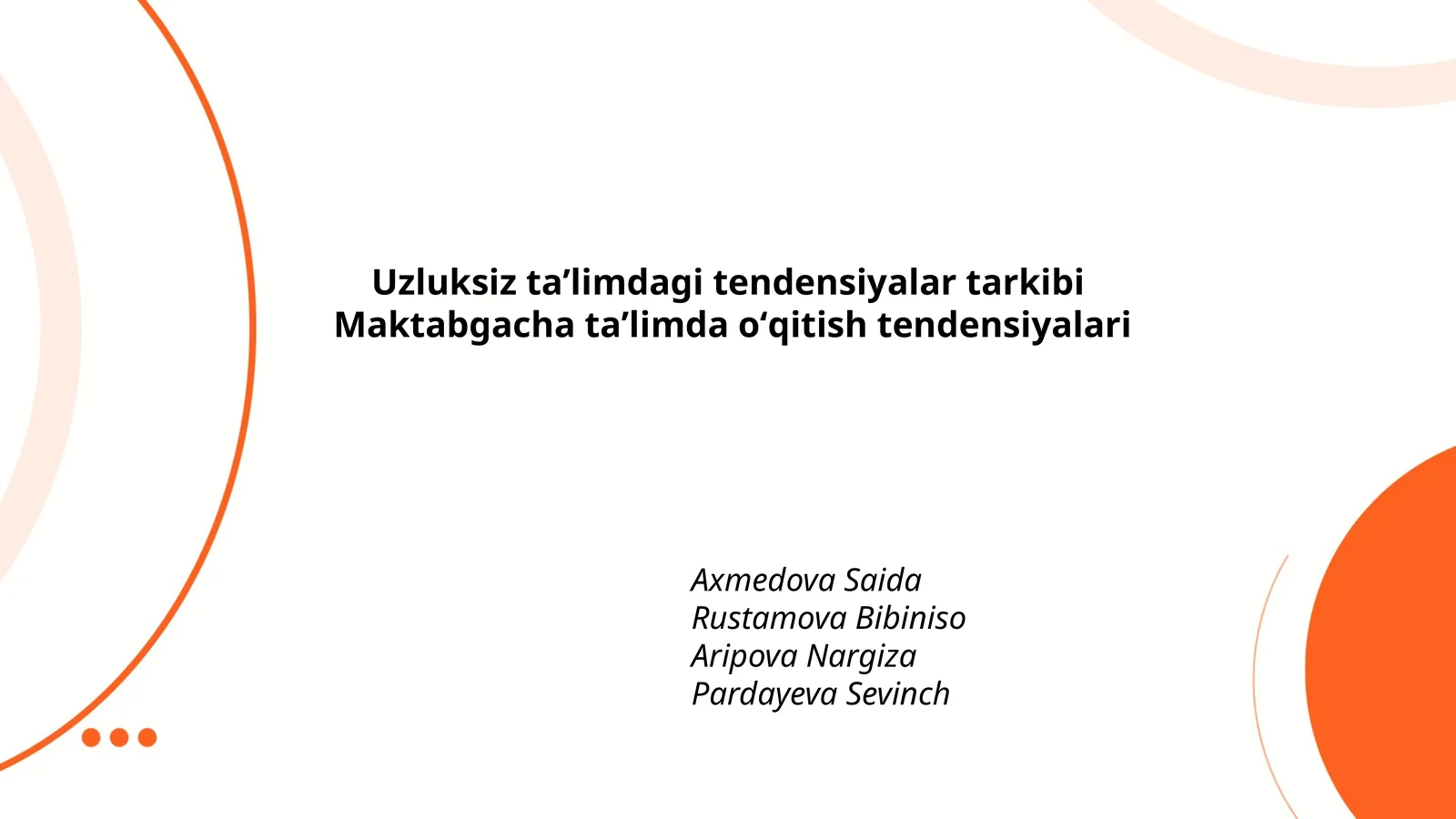 Uzluksiz taʼlimdagi tendensiyalar tarkibi