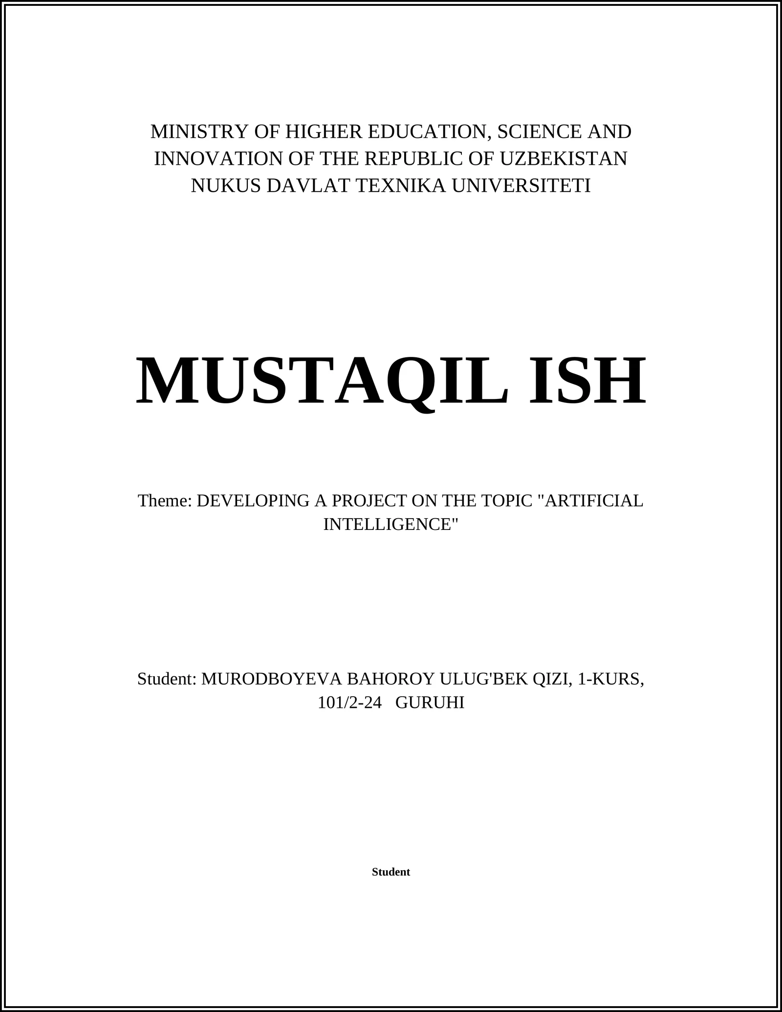 ARTIFICIAL INTELLIGENCE PROJECT