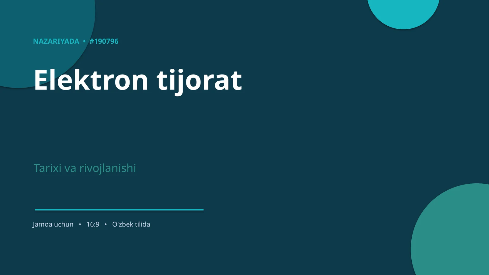 NAZARIYADA • #190796 Elektron tijorat
