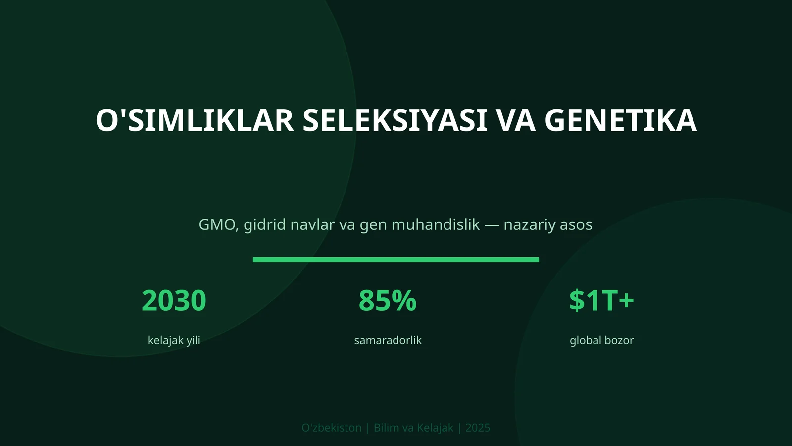 O'SIMLIKLAR SELEKSIYASI VA GENETIKA