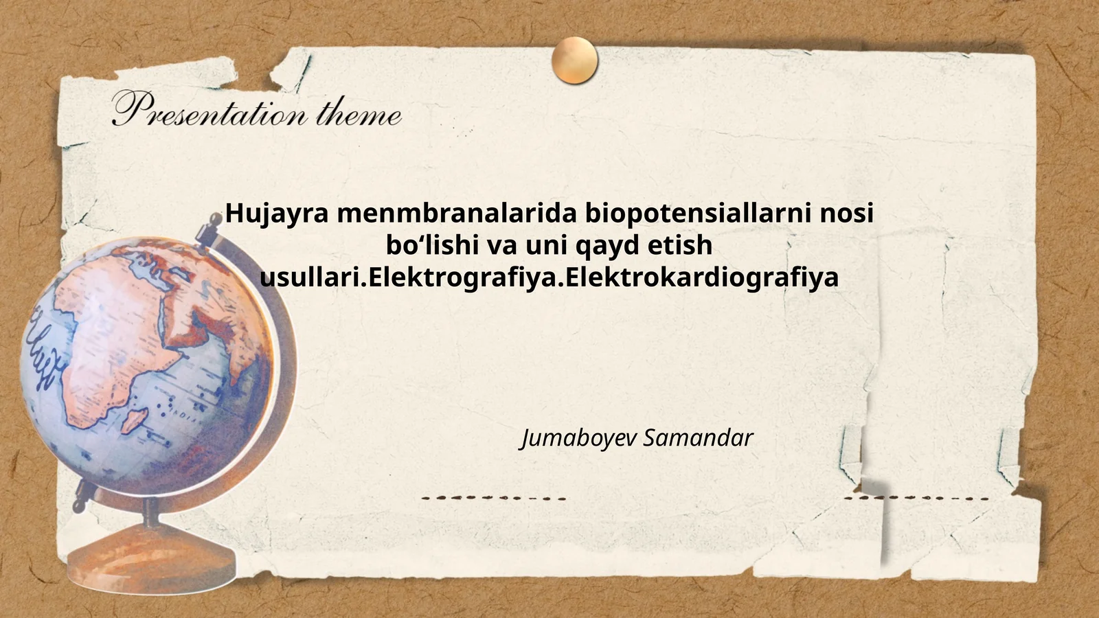 Hujayra menmbranalarida biopotensiallarni nosi boʻlishi va uni qayd etish usullari