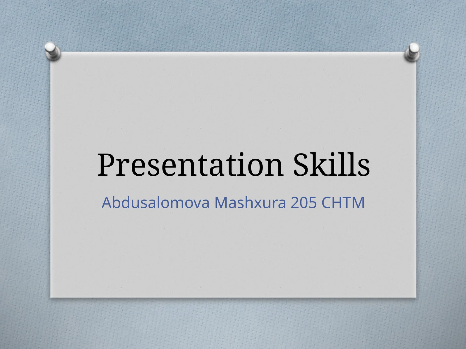 Presentation Skills
