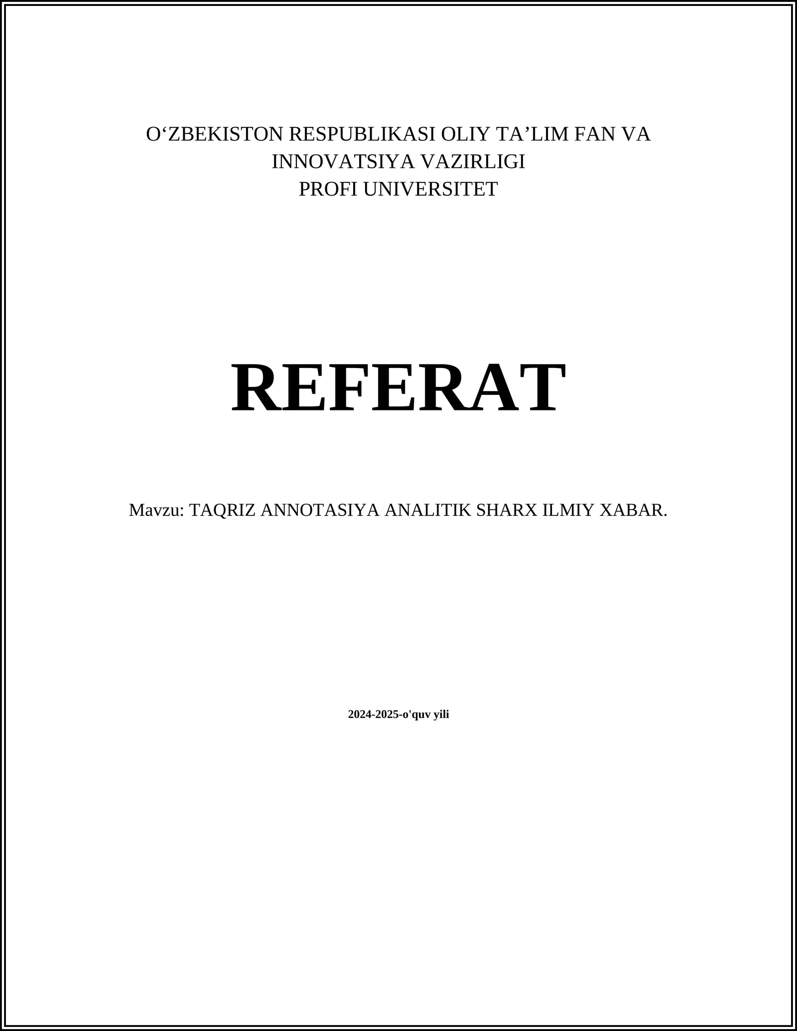 TAQRIZ ANNOTASIYA ANALITIK SHARX ILMIY XABAR