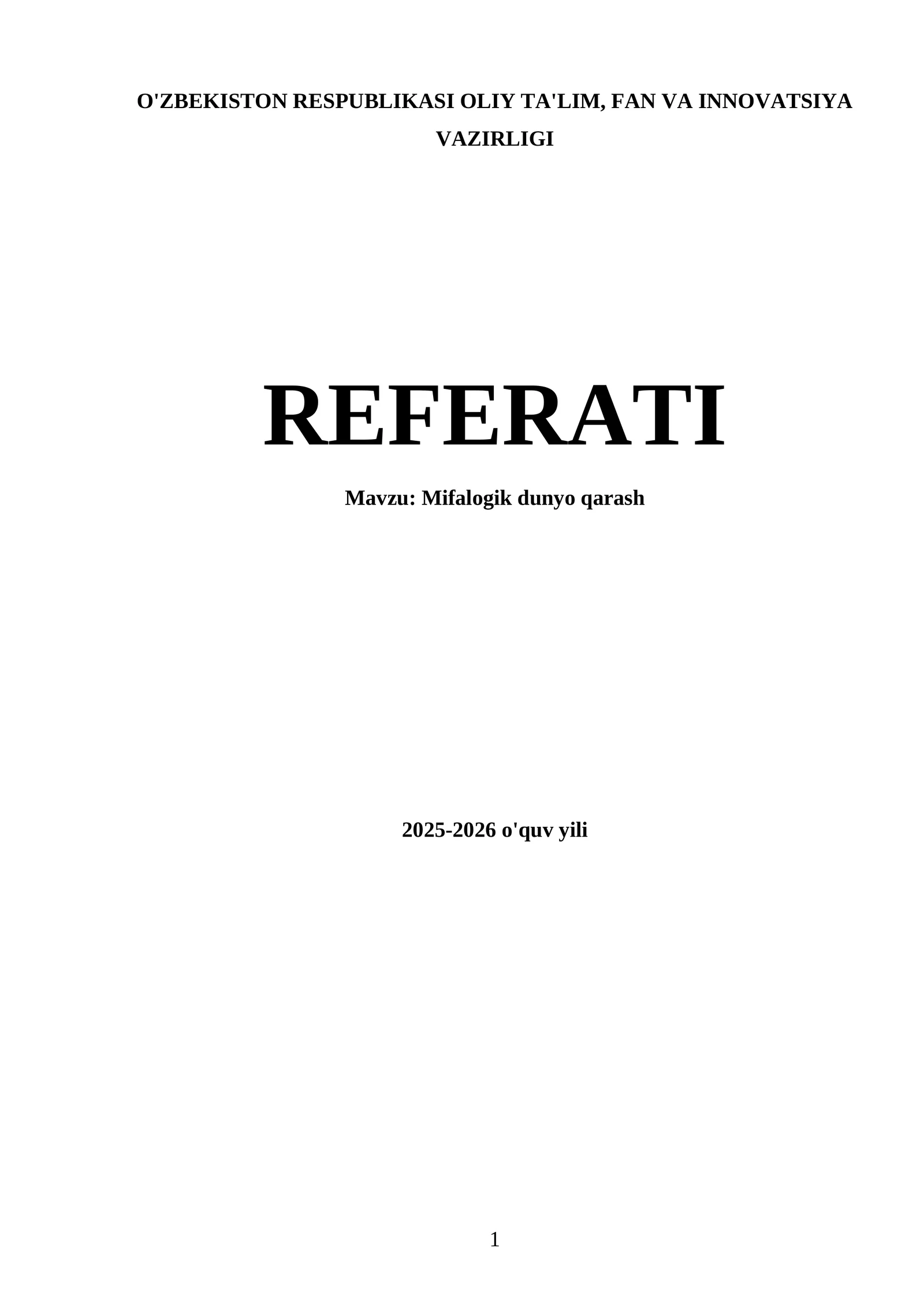 Mifalogik dunyo qarash