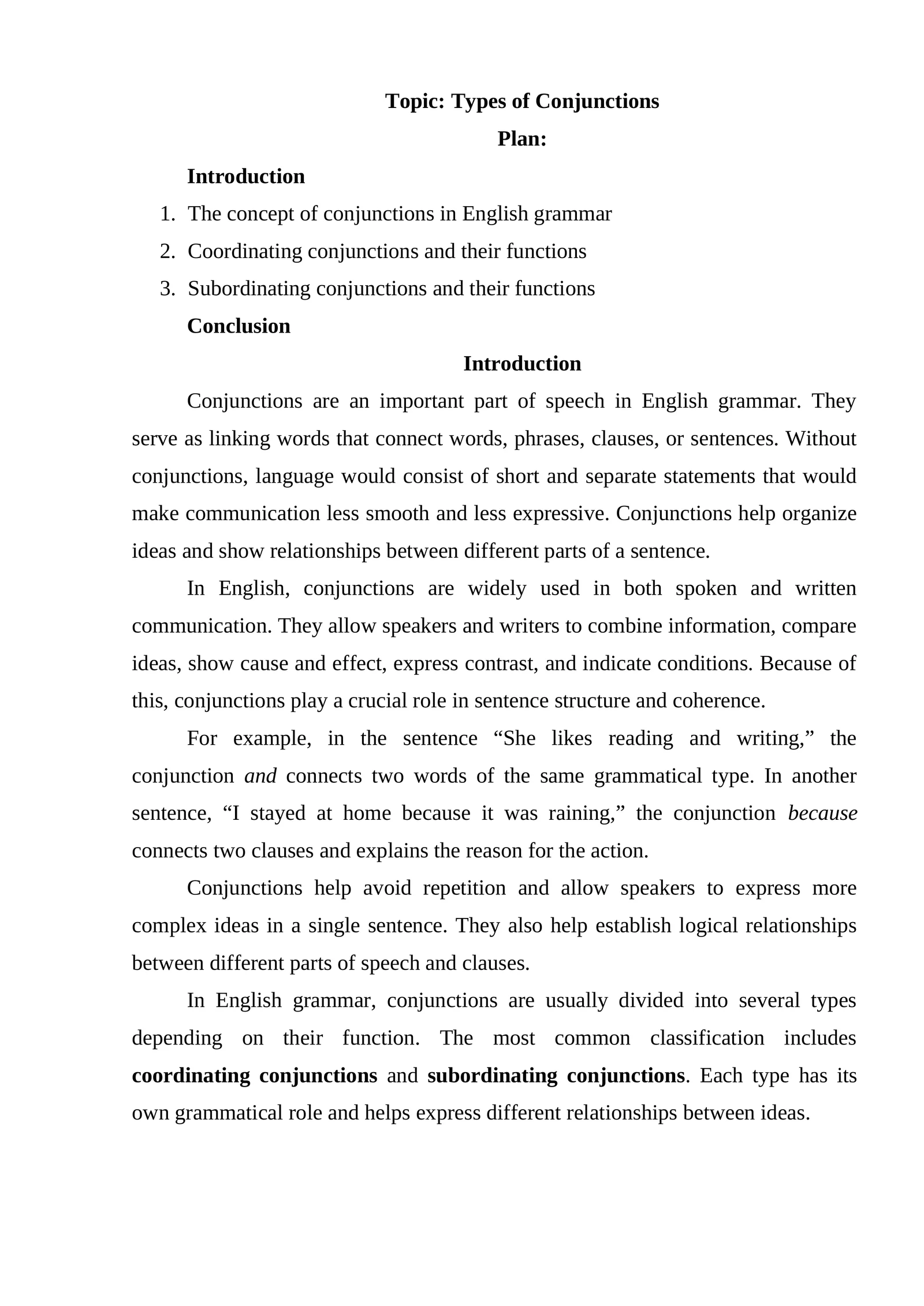 Types of Conjunctions