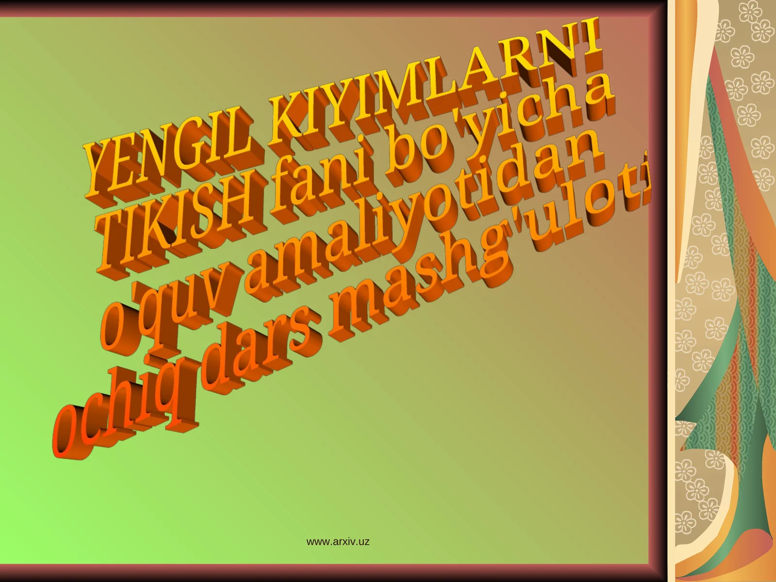 TO’GRI YUBKA BO’LAKLARINI BICHISH