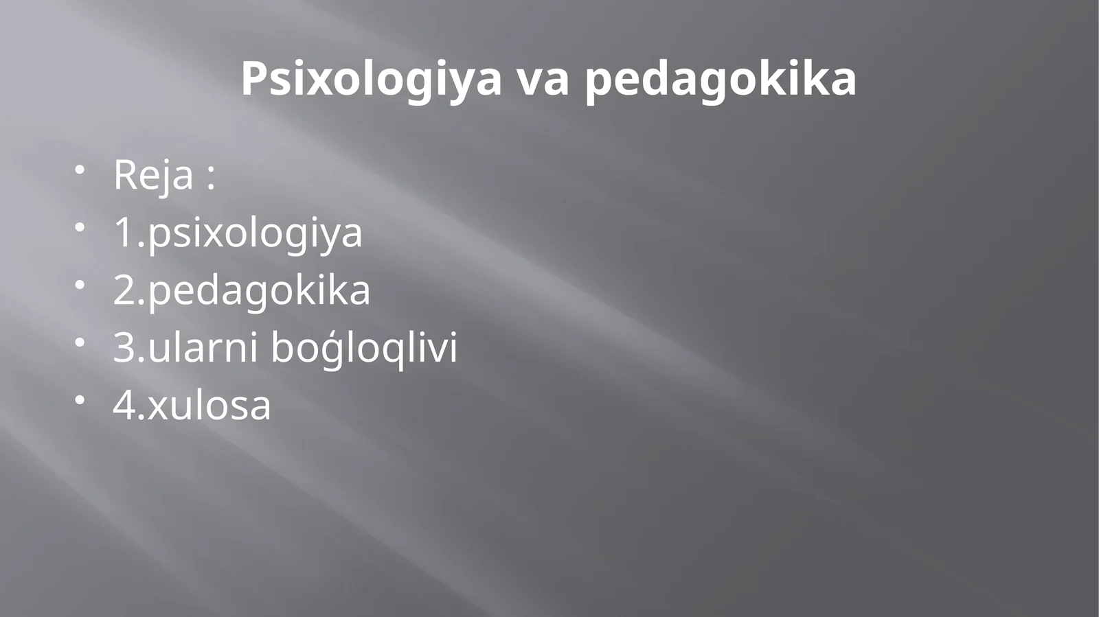 Psixologiya va pedagokika