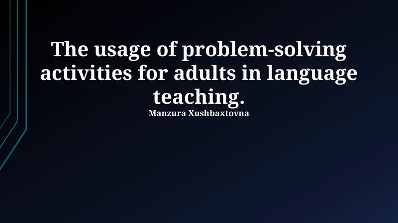 Benefits and Examples: Problem-Solving Activities for Adult Language ...