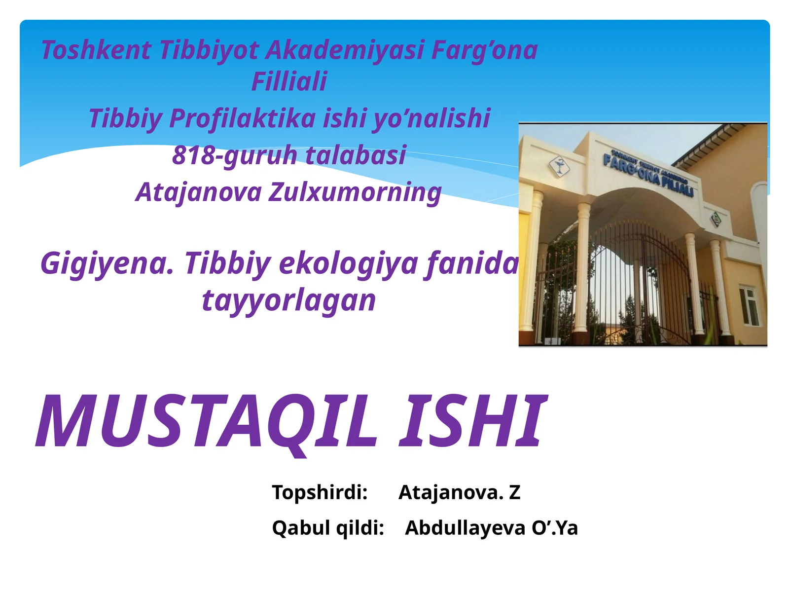 Tibbiy Proflaktika ishi