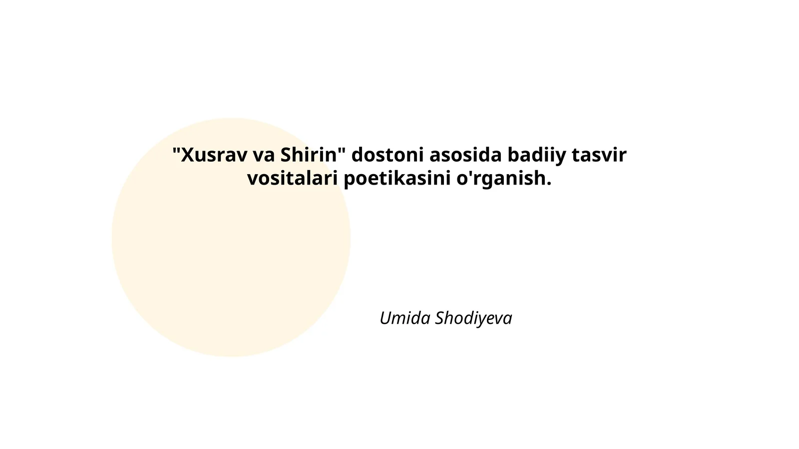 Xusrav va Shirin dostoni asosida badiiy tasvir vositalari poetikasini o'rganish
