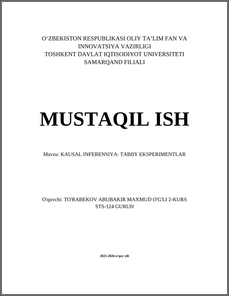 Kausal inferensiya: tabiiy eksperimentlar