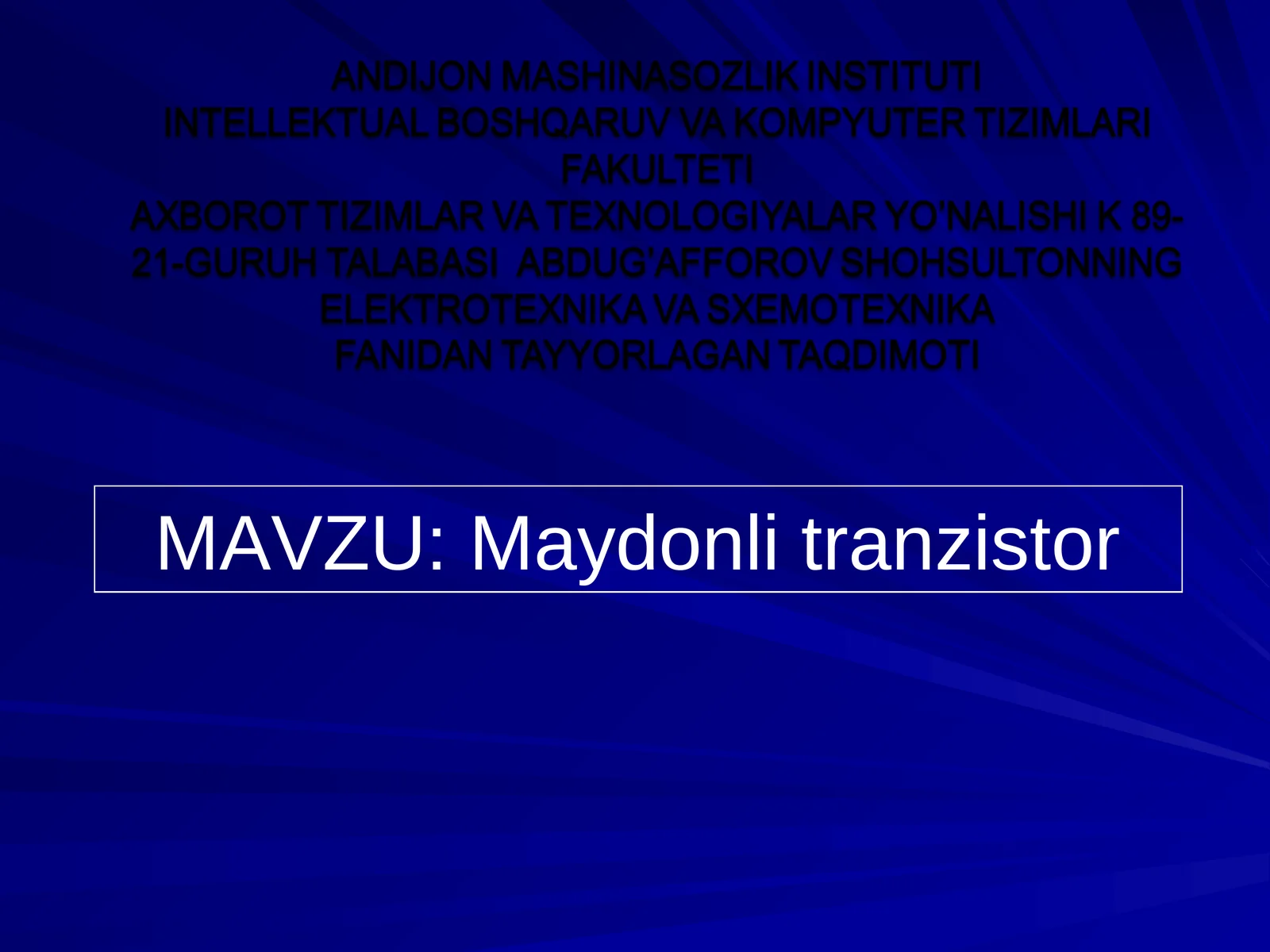 Maydonli tranzistor
