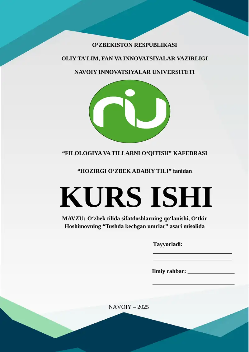 O‘zbek tilida sifatdoshlarning qo‘lanishi, O‘tkir Hoshimovning “Tushda kechgan umrlar” asari misolida