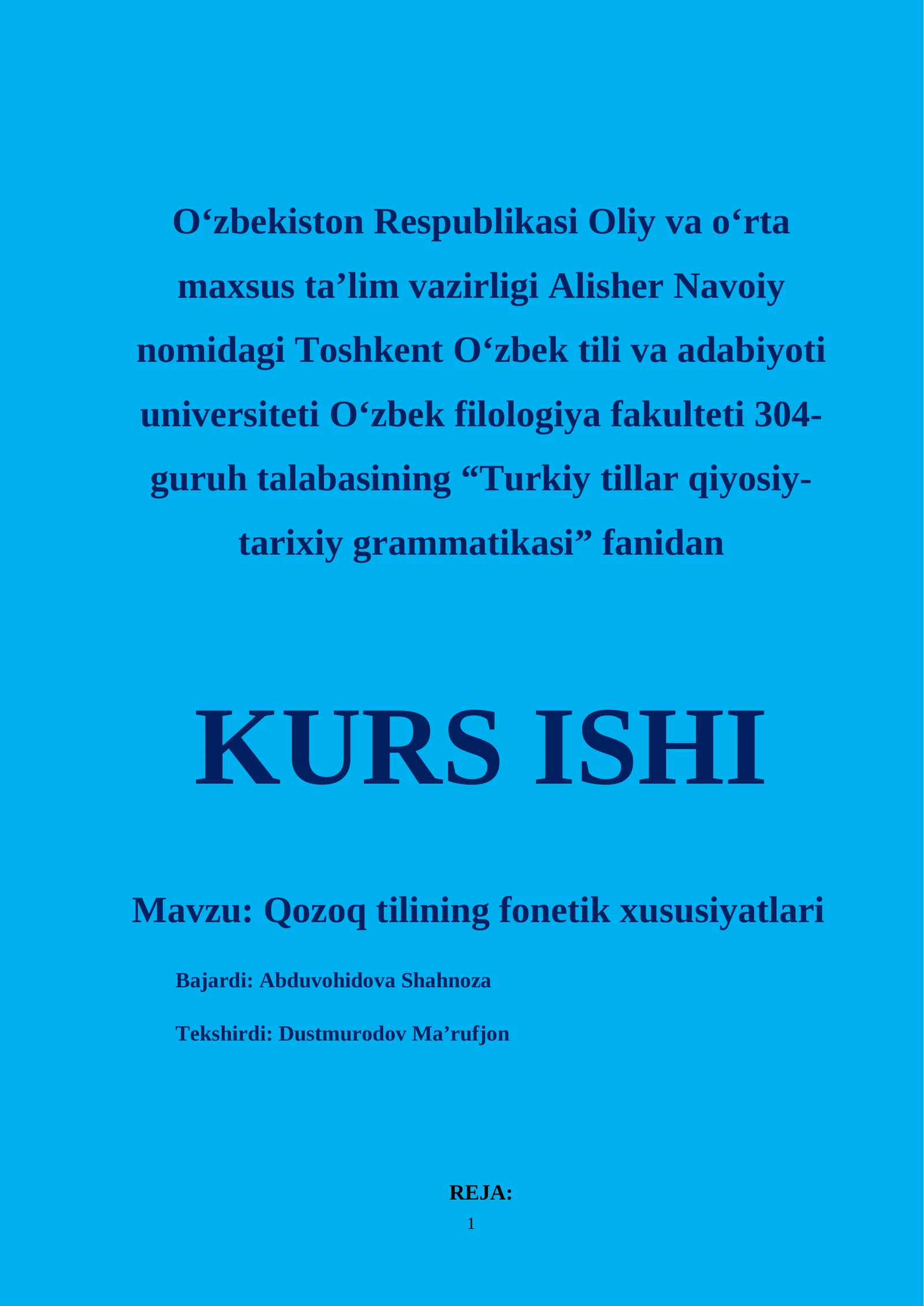 Qozoq tilining fonetik xususiyatlari