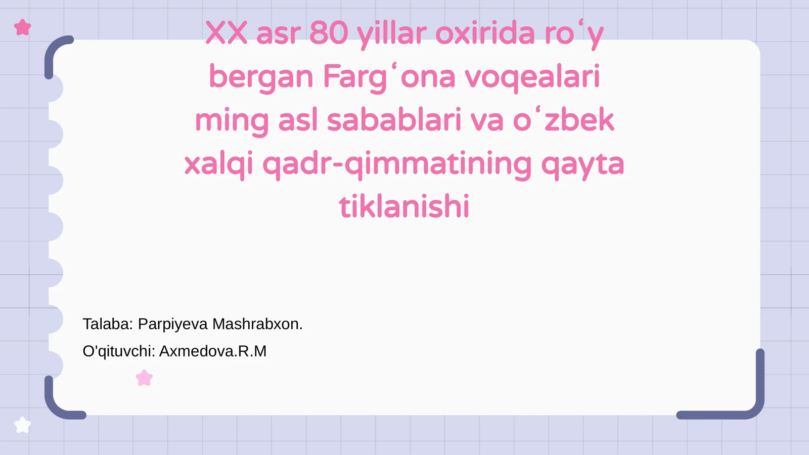 XX asr 80 yillar oxirida roʻy bergan Fargʻona voqealari