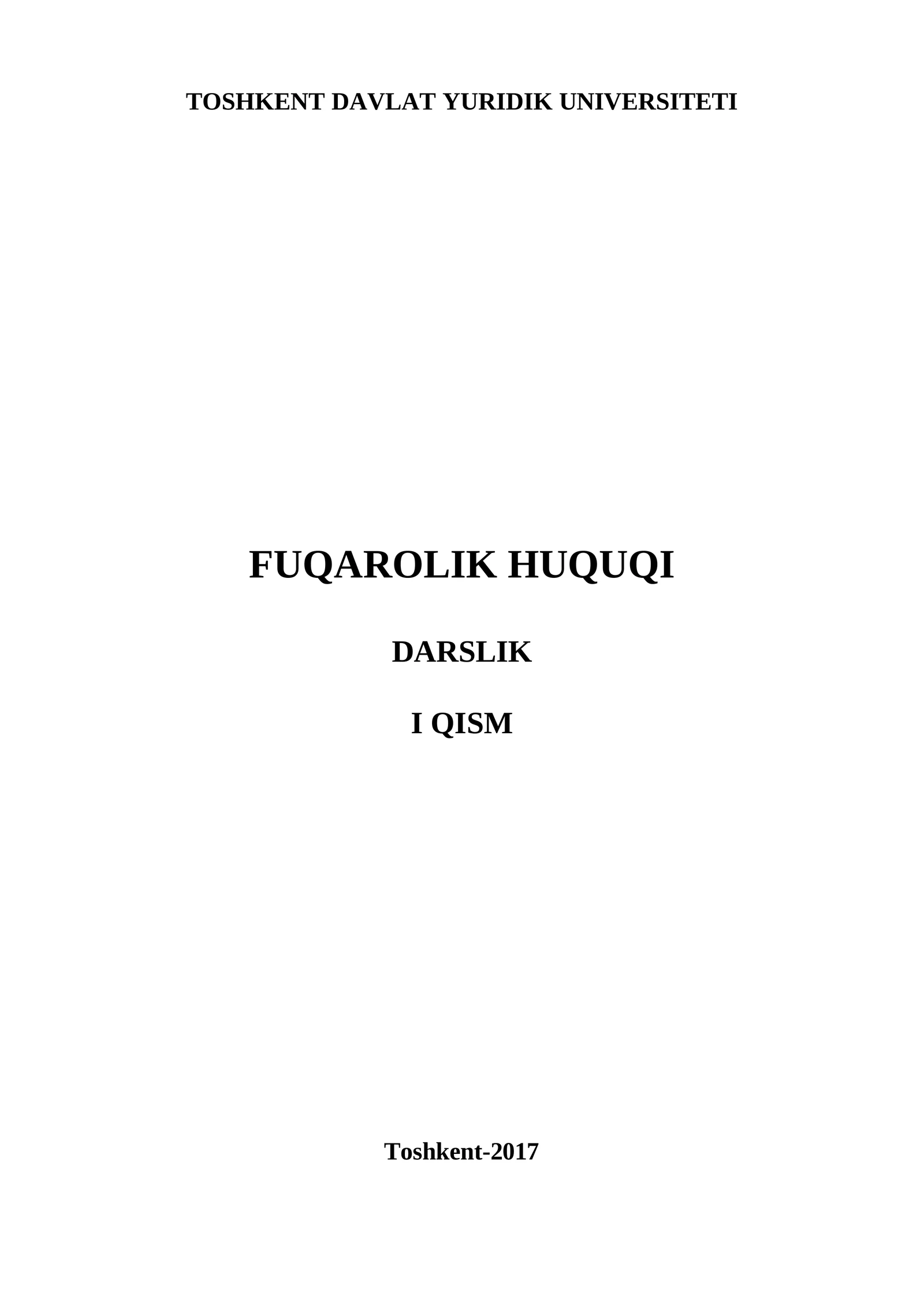 FUQAROLIK HUQUQI DARSLIK I QISM